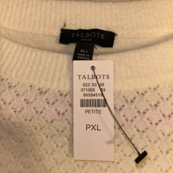 NWT Talbots Ivory Cable Knit Crewneck Sweater Woman's size XLP - Picture 7 of 8